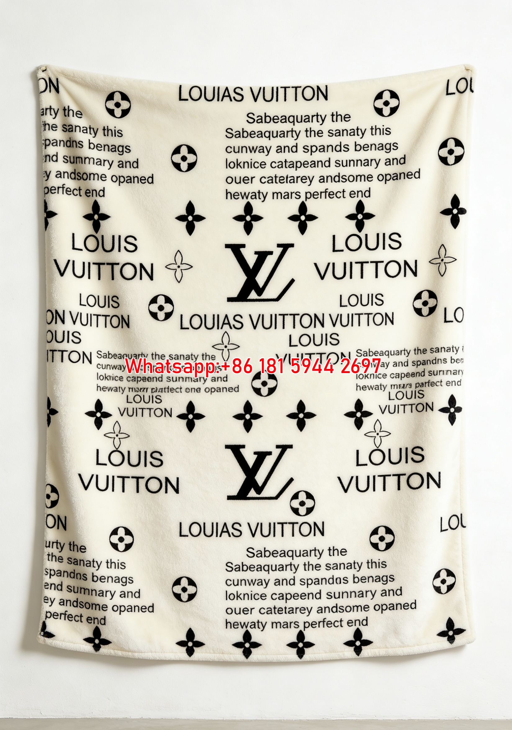 Luxury Monogram Print Flannel Throw Blanket 316